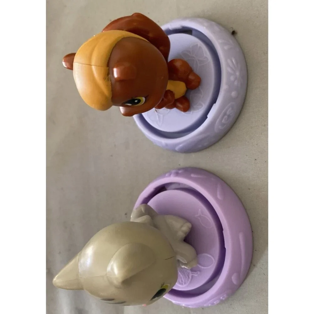 LPS Littlest Pet Shop Lot Short Hair Cat Grey Star Eyes & Squirrel Deco Figures